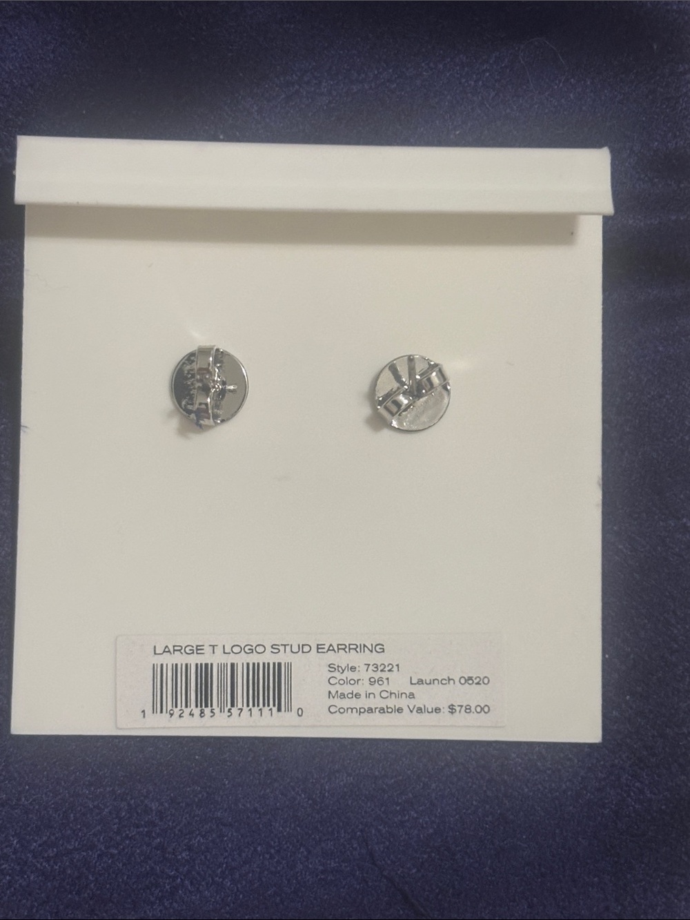 Tory Burch Large T Logo Stud Earrings - Tory Silver & Gold - Picture 4 of 4